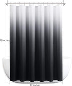 Black Shower Curtains for Bathroom, Ombre Textured Fabric Shower Curtain Set, Hotel Spa Luxury with 12 Hooks, Machine Washable, Decorative Bathroom Curtain Black 72 x 72