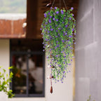 WEISPARK Artificial Hanging Flowers, 9pcs Fake Eucalyptus Vine Faux Flower Greenery Garland Plastic Plants for Indoor Outdoor Wall Garden Wedding Home Party Decor (9pcs Purple)