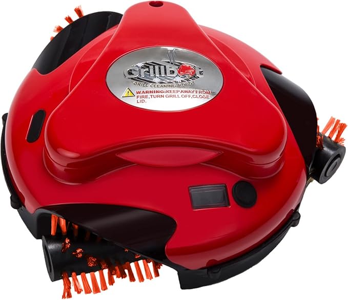 Grillbot Automatic Grill Cleaning Robot with Nylon Brushes, BBQ Grill Cleaner, Grill Brush, Grill Scraper, BBQ Accessories (Red Grillbot)