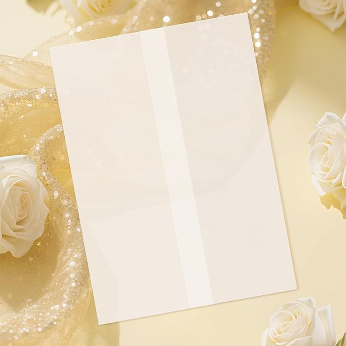 120 Pack Pre-Folded Vellum Jackets for 5x7 Invitations, Translucent Vellum Paper 5x7 Jackets, 100GSM Wedding Invitations Wraps, Envelope Liners for Birthdays, Baby Showers