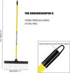 THE GROUNDSKEEPER II Rake 55-inch Lightweight Fiberglass Handle, 21-inch Head, Durable Steel Tines for Gardening, De-Thatching or Professional Landscaping