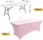 6-Pack 6ft Spandex Table Covers for Rectangle Standard Folding Tables - Wrinkle Resistant Stretch Tablecloths - Ultimate Fitted Table Protector for Parties, Trade Shows, Wedding