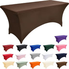 10-Pack 6ft Spandex Table Covers for Rectangle Standard Folding Tables - Wrinkle Resistant Stretch Tablecloths - Ultimate Fitted Table Protector for Parties, Banquet, Wedding