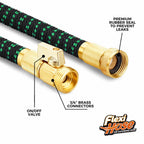 Flexi Hose with 8 Function Nozzle, 25FT - Lightweight Expandable Garden Hose, No-Kink Flexibility, 3/4 Inch Solid Brass Fittings and Double Latex Core - Black and Green
