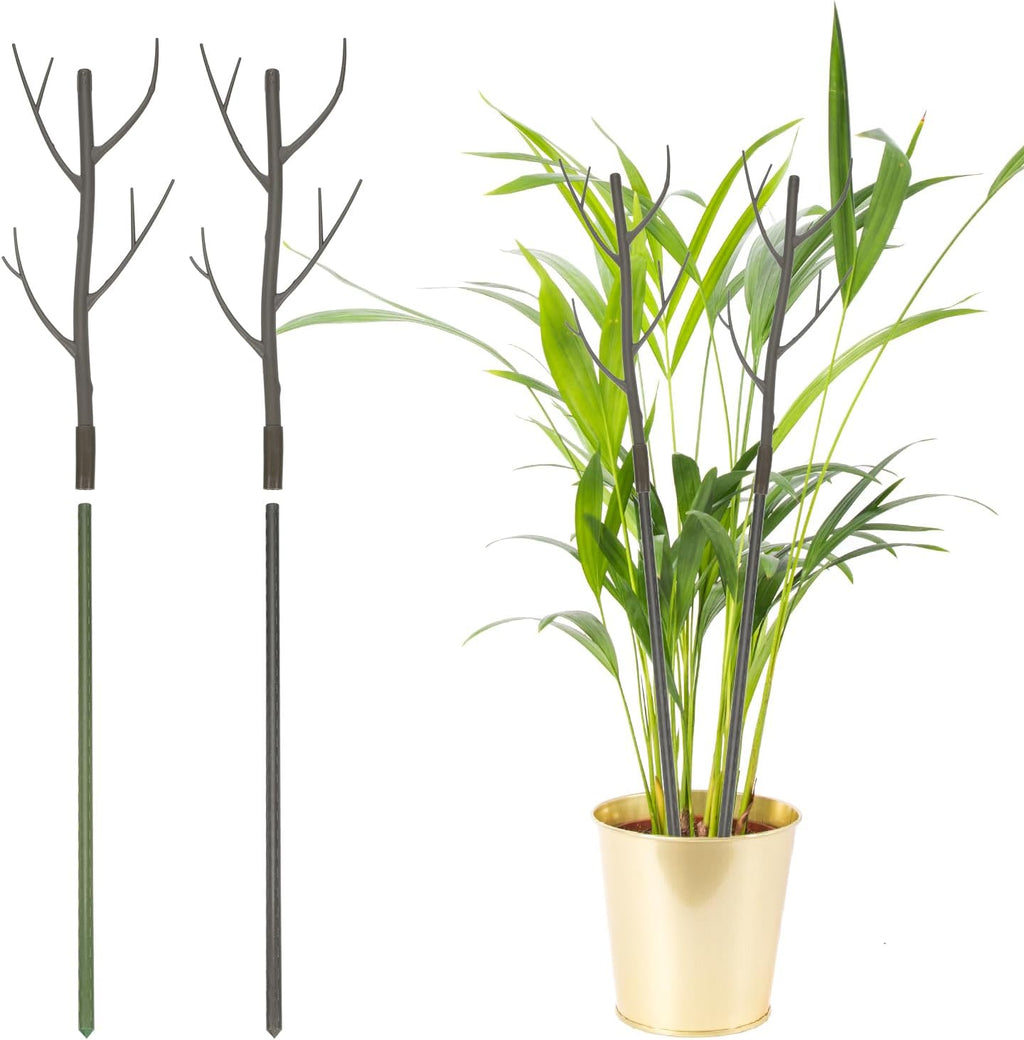 uxcell 2 Pcs Plant Support Stakes, 27.5" Twig Plant Stem Support Structures Garden Branches Plants Supports for House Potted Monstera Plants, Brown