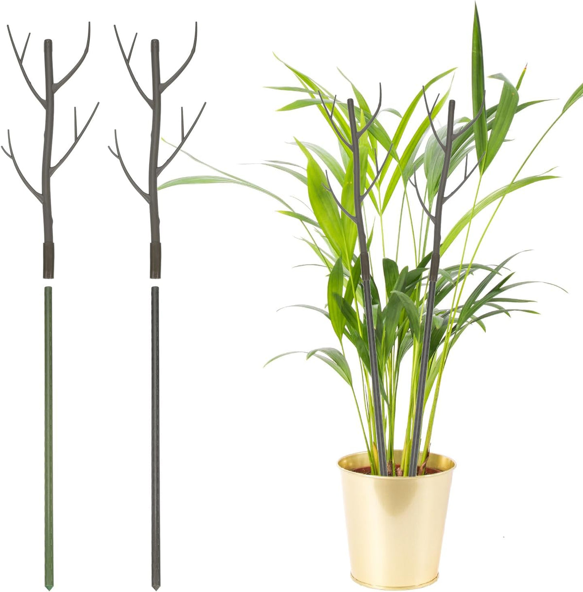 uxcell 2 Pcs Plant Support Stakes, 27.5" Twig Plant Stem Support Structures Garden Branches Plants Supports for House Potted Monstera Plants, Brown