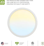 ASD LED 18" Round Flush Mount Ceiling Light Fixture, Low Profile Surface Lighting | 5CCT, Dimmable, Ultra-Thin, ETL Listed | 32W 2600LM 2700-6000K 100-277V | Kitchen, Hallway Lamp | White, 4 Pack