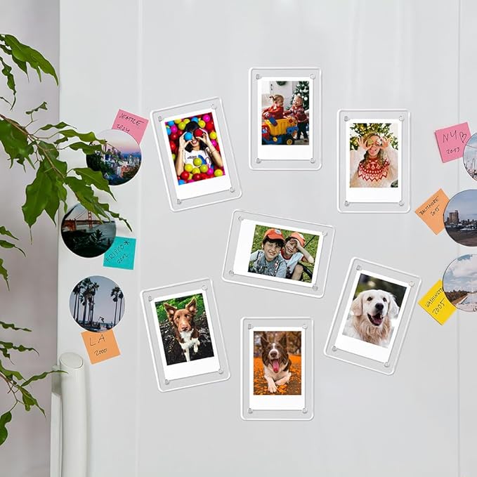 4x6 Acrylic Magnetic Picture Frames Refrigerator, Clear Magnetic Fridge Photo Frame Compatible with Polaroid Camera Photos for Home/Kitchen Refrigerator/Locker/Cabinets/Wall, 6 Pack