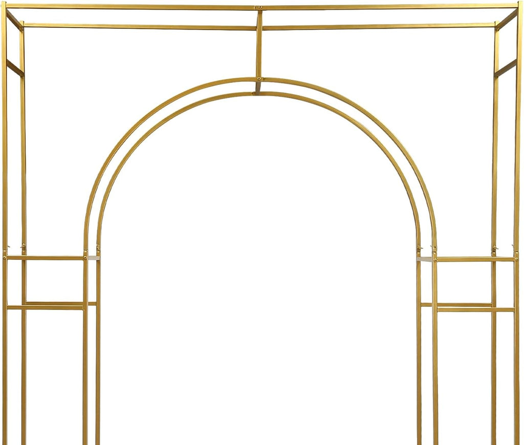 Wedding Arch Backdrop Stand, Gold Double Square Arch Backdrop Stand for Ceremony, 7.87ft Tall Metal Open Balloon Arches Garden Arbor Frame for Photo Background Decoration