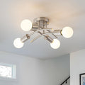 WILON Semi Flush Mount Ceiling Light Fixture, Modern Flush Mount Ceiling Lights, Brushed Nickel 4-Light Sputnik Ceiling Light Fixture with E26 Bulb Base for Hallway Farmhouse Kitchen Bedroom