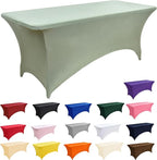 124 2-Pack 8ft Spandex Table Covers for Rectangle Folding Tables - Washable Elastic Tablecloth - Ultimate Fitted Table Protector for Parties, Banquet, and Wedding