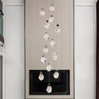 Modern Farmhouse Chandelier Lighting, Luxury Round Hanging Lamp with Chrome, Large Dimmable Crystal Pendant Lights Fixtures for Living Room Dining Room Staircase Hotel (Round 14-Lights)