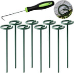 Bakulyor 200Pcs Circle Top Landscape Staples, 6 Inch Green Artificial Turf Stakes, 9 Gauge Landscape Fabric Pins, Heavy Duty Yard Lawn Spikes for Outdoor Soil Gardening Weed Barrier Sod Fabric - 6"