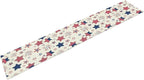 4th of July Table Runner, American Patriotic Independence Day Red Blue White Stars Stripes Fireworks Print Table Runner for Home Party Decor Kitchen Dining Table, 13x108inch