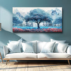 MHARTK66 Large Wall Art For Living Room Canvas Wall Decor For Bedroom Office Decorations Blue Tree Landscape Wall Paintings Farmhouse Pictures Artwork Home Decor Ready To Hang Posters 48"X24"