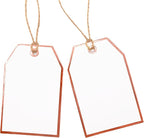 100Pcs Blank Gift Tags with String Attached Foil Rose Gold Frame Large White Paper Gift Tags Presents with 65 Ft Jute Twine for Birthday Wedding Baby Shower Graduation Gift Wrap Tag