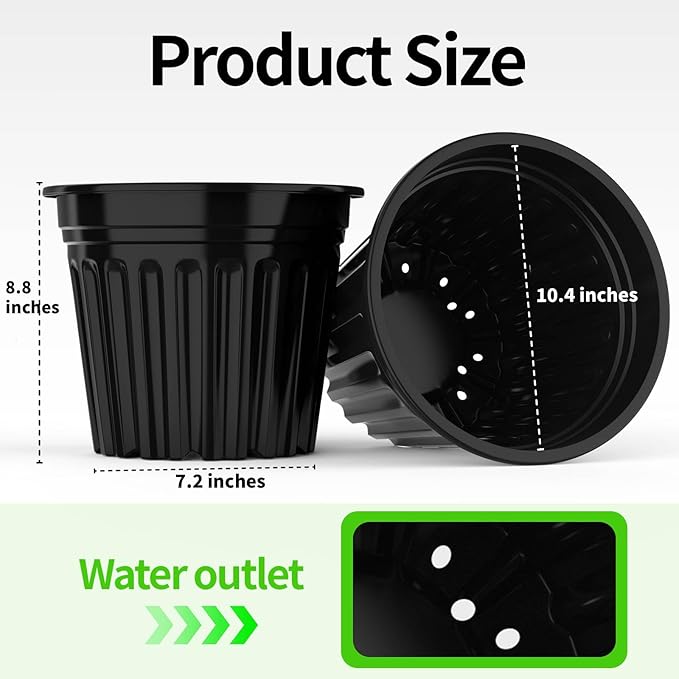 50 Pcs 3 Gallon Planter Nursery Pots, Seed Starting Pot Plastic Flower Seedling Pots with Drainage Holes Flexible Plant Container for Garden Lawn Yard Plants Seedlings (50, 3 Gallon)