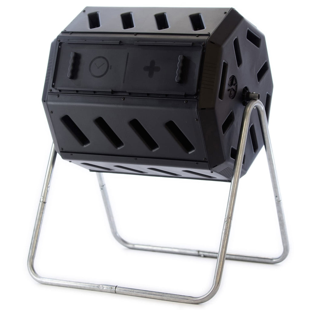 FCMP Outdoor Heavy Duty 37 Gallon 8 Sided Steel Composter, Black