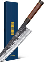 9 Inch Kiritsuke Chef Knife, Japanese Hand Forged 9 Layers 10Cr15CoMoV High Carbon Steel Kitchen Knife, Professional Chef's Knife with Ergonomic Rosewood Handle