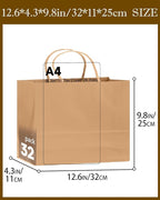 qiqee 13"x4.5"x10" Large Gift Bag with Handles Bulk 100PCS Gift Paper Bags Brown Bags Multiple Uses (Wide Large)