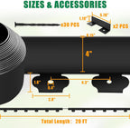Landscape Edging Border - 4” x 20’ Edging for Landscaping with 30 Stakes, 0.15" Thick No Dig Lawn Edging for Garden Border, Flexible Flower Bed Edging Borders with Connector for Yard, Walkway