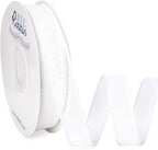Ribbli White Burlap Wired Ribbon, 1” Inch x Continuous 20 Yard, White Wired Ribbon for Wreaths,Big Bows,Tree Decoration,Outdoor Decoration