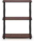 Furinno Turn-N-Tube 3-Tier Compact Multipurpose Shelf Display Rack with Classic Tube, Dark Cherry/Black