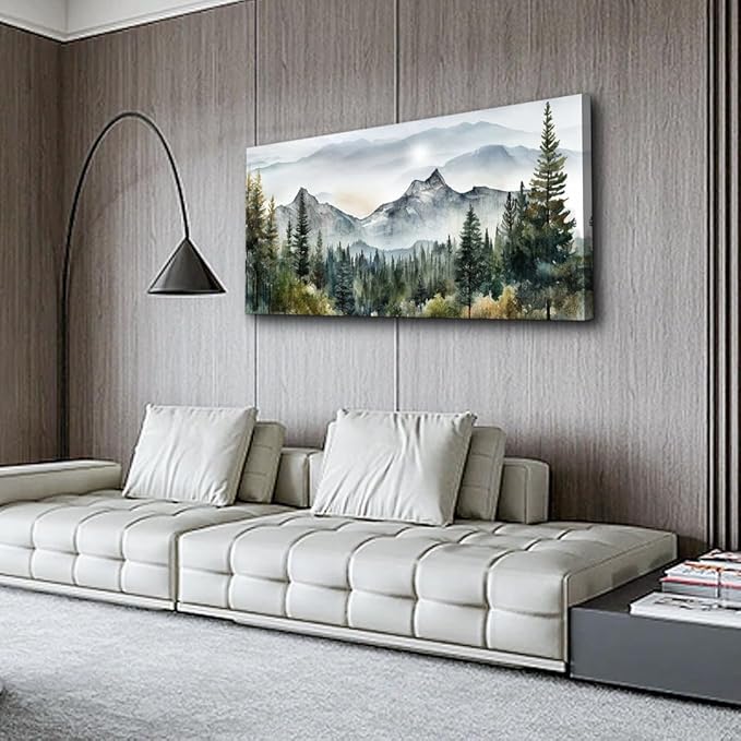 Lapremoly Large Wall Art For Living Room Canvas Wall Decorations For Bedroom Modern Office Wall Decor Abstract Mountain Scenery Paintings Misty Forest Landscape Wall Pictures Artwork Decorations