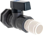 Rain Barrel Spigot Kit - 3/4" PVC Full Port Ball Valve with Bulkhead Fitting +Hose Adapter