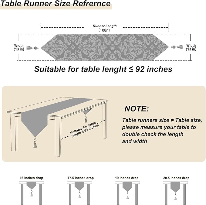 13x108 inch Exquisite Gold Floral Jacquard Table Runner Thick Beige Chenille with Elegant Tassels