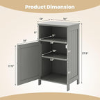 Tangkula Bathroom Storage Cabinet, Freestanding Wooden Single Door Side Floor Organizer with Adjustable Shelf, Small Bathroom Cabinet for Small Spaces, Living Room (Grey)