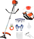Lawn Mower, 52CC Gas Weed Trimmer, Cordless Hedge Trimmer, 2-Stroke Brush Cutter, Handheld Weed Eater 2-Cycle Gas Trimmer Brush Cutter for Weed, Brush Orange
