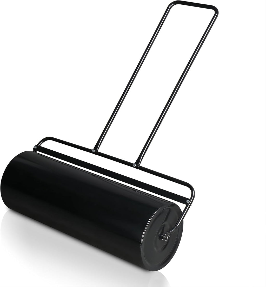 Outvita Lawn Roller, 17 Gallons Water and Sand Filled Garden Drum Roller with U Shaped Handle Tow beind Sod Roller for Planting, Seeding(Black)
