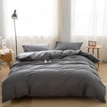 FACE TWO FACE Bedding Duvet Cover Set100% Washed Cotton Duvet Cover Linen Like Textured Breathable Durable Soft Comfy (Full, Gray)