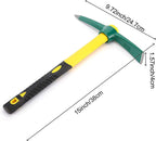 ZOENHOU 2 PCS 15-Inch Solid Pick Mattock, Forged Garden Pick, Weeding Mattock Hoe Agriculture Hand Tools with Heavy-Duty Fiberglass Handle for Weeding Cultivating Camping Prospecting