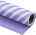 WRAPAHOLIC Reversible Wrapping Paper - Mini Roll - 17 Inch x 33 Feet - Purple and Stripes Design for Birthday, Wedding, Baby Shower, Holiday