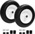 Parts Camp Wheelbarrow Tires,3.50-8" Flat-free Solid Tire and Wheel,Universal Fit 14.5" Wheelbarrow Tire For Garden Carts/Wheelbarrows/Trolley Dolly With 5/8" Axle Bore Hole,3" Centered Hub(2 Pack)