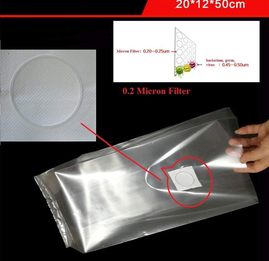Amazing-us All in One Mushroom Grow Bag/Farm-Mushroom Spawn/Sealable Spawn/Myco Bags,Large Size 8" X 5" X 19",0.2 Micron Filter, 3 Mil Polypropylene,for Substrate Autoclavable (50)