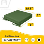 AAAAAcessories Outdoor Seat Cushions for Chairs, Waterproof, Fade-Resistant, 18.5" x 16" x 3", Patio Furniture Replacement Cushions, Set of 2, Dark Moss Green