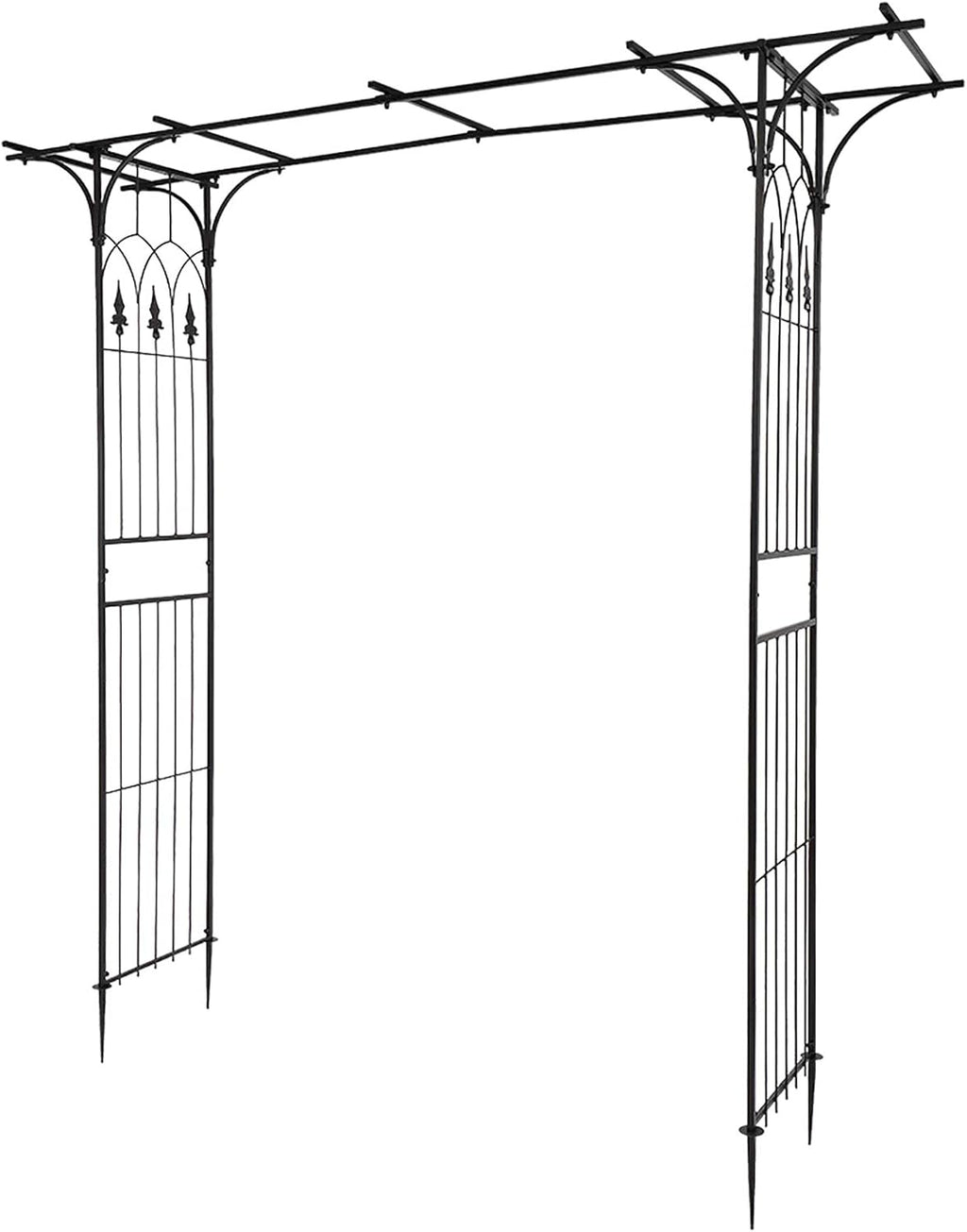 VINGLI Garden Arbor, Arch Archway for Wedding Ceremony Party, Steel Garden Trellis for Plant Climbing, Christmas Decorations Pergola for Backyard, Lawn (Black)