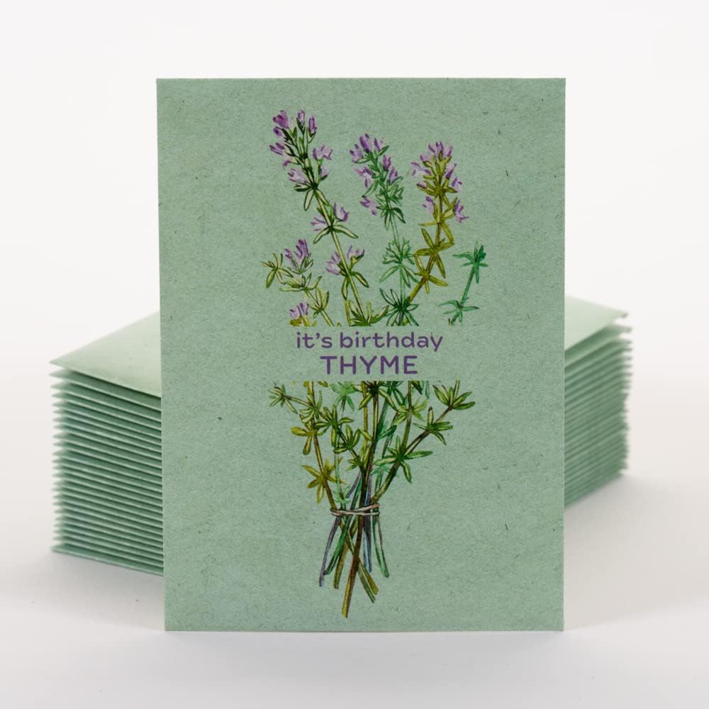 It's Birthday Thyme - Thyme Seed Packets - 25 Packets - Herb Seeds - Garden Seed to Grow Live Plants - A Beautiful Valentines Gift - Bentley Seed Co.
