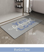 MontVoo-Bath Mat-Bathroom Mat Rug Non Slip Super Absorbent Stain Resistant Quick Dry Thin Bathroom Rug-Bath Mats for Bathroom Floor Bathtub Vanity-Bathmat Bath Rug Easy Care 17"x35" Blue-Look