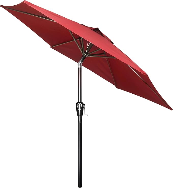 HealSmart 7.5ft Patio Umbrella with Push Button Tilt/Crank, Outdoor Table Market Yard Umbrella, 6 Sturdy Ribs for Garden, Deck, Backyard, Pool