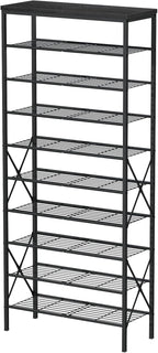 10 Tiers Shoe Storage Organizer, Large Capacity Shoe Shelf Holds 32 Pairs of Shoes,Black