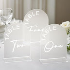 Frosted Arch Wedding Table Numbers 1-30 with Stands, 5x7 Inch Acrylic Arch Sign with Holder for Wedding Reception Table Centerpiece Decoration(New)