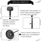 3Pcs Matte Black Floor Candle Holders Centerpieces for Pillar Candles | Adjustable Height,Halloween Metal Candlestick Set,Wedding Party Home Ceremony Mantel Fireplace Decorations