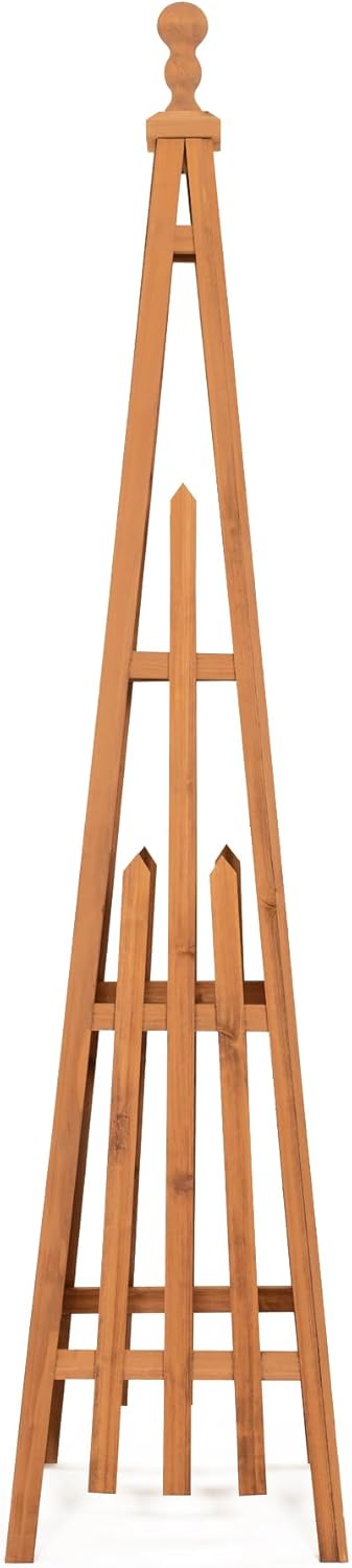 Wooden Obelisk Trellis The Ideal Support for Indoor and Outdoor Gardens, 67.5''H×14.5''W, Perfect for Tomatoes, Cucumbers, and Climbing Plants，Can Also be Used as a Background Decoration
