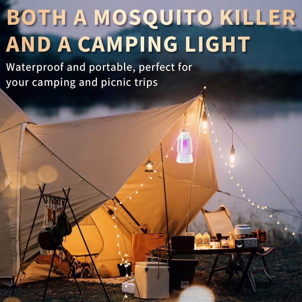 Bug Zapper Outdoor Indoor, Electric Fly Zapper with 4ft Power Cord, Three Modes Mosquito Killer，Waterproof Portable Mosquito Zapper for Home,Patio,Camping