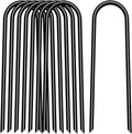 4 inch 25 Pack U Shape Black Garden Stakes,11 Gauge Garden Pins,U-Shaped Tent Stakes,Galvanized Landscape Staples for Yard Lawn,Tube, Landscape Fabrics,Irrigation Hose and Weed Barriers.