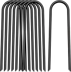 4 inch 25 Pack U Shape Black Garden Stakes,11 Gauge Garden Pins,U-Shaped Tent Stakes,Galvanized Landscape Staples for Yard Lawn,Tube, Landscape Fabrics,Irrigation Hose and Weed Barriers.